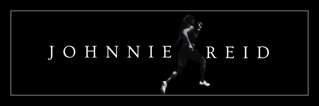 “Official banner of Johnnie Reid, The Ageless Sprinter, 62-year-old national record-holding track star, representing resilience, speed, and timeless athleticism.”